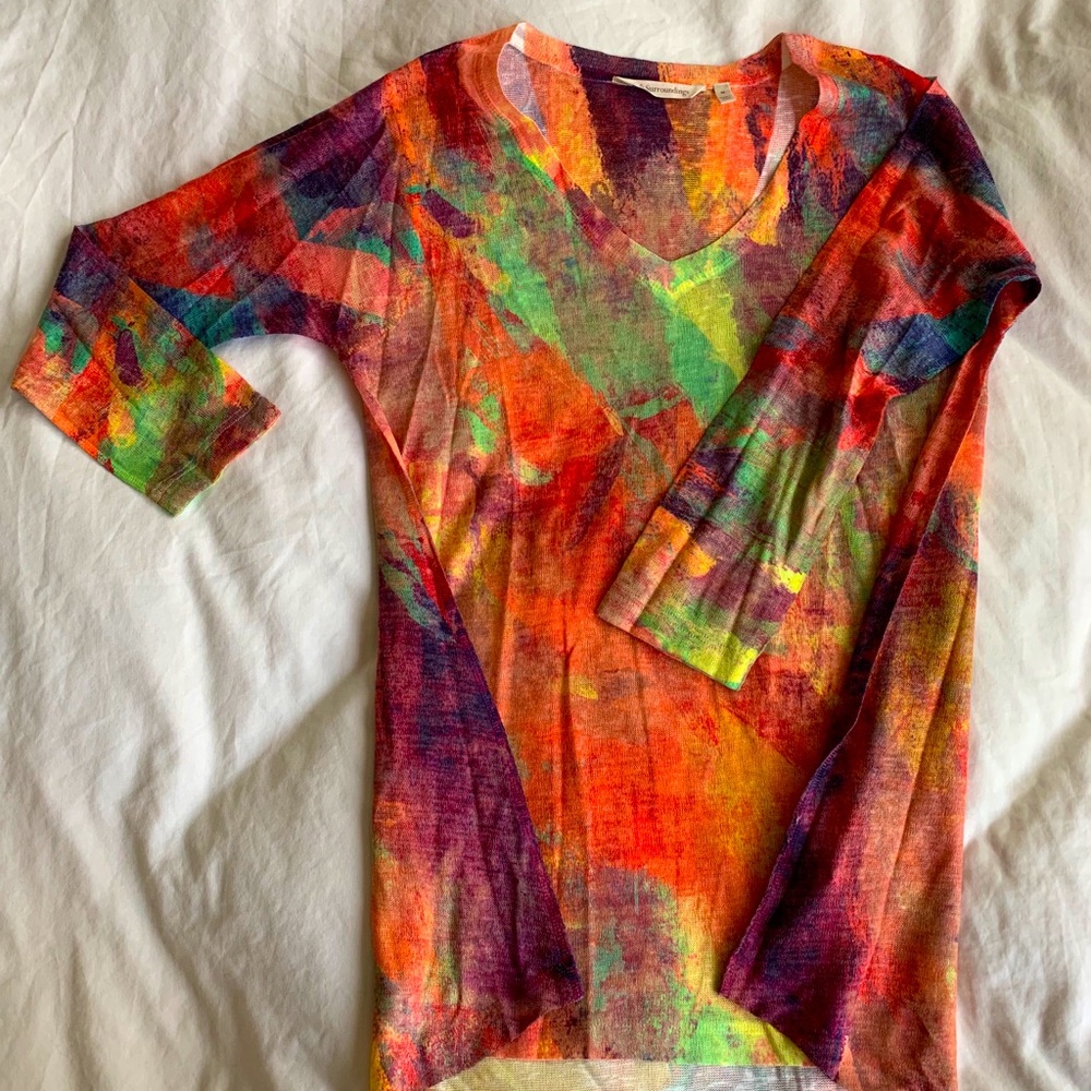 Rainbow Long Sweater Tunic - M, NWOT